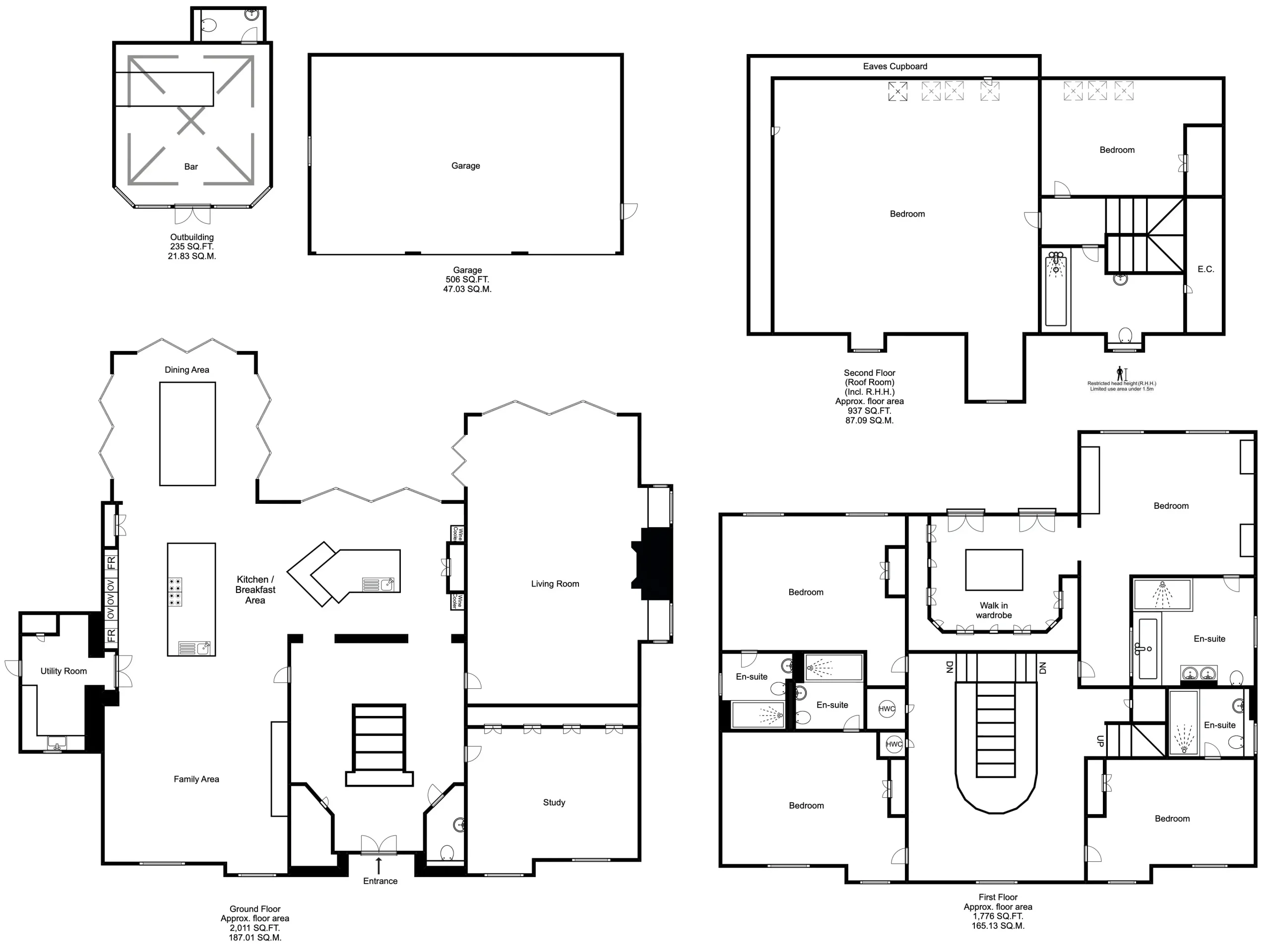 Luxury mansion floorplan with outbuilding and garage designed by Agents Aperture
