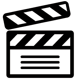 Clapperboard icon representing video production or filmmaking
